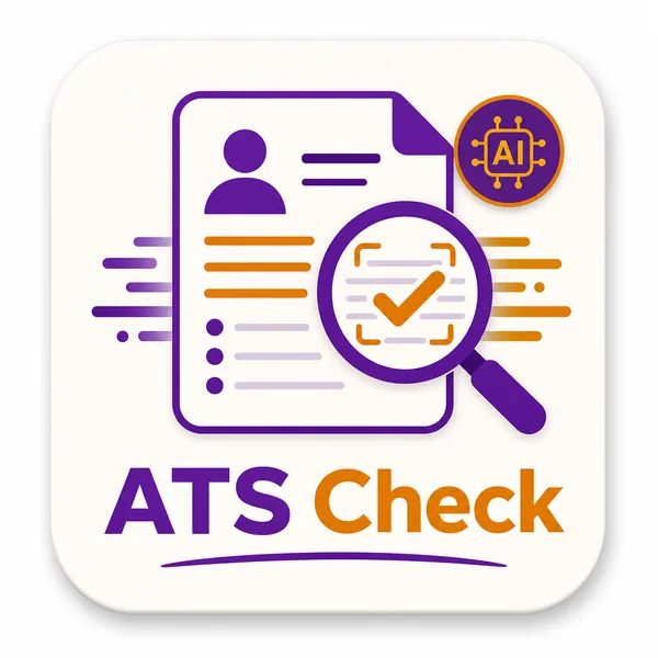 ATS Resume Checker icon — a CV under a magnifying glass