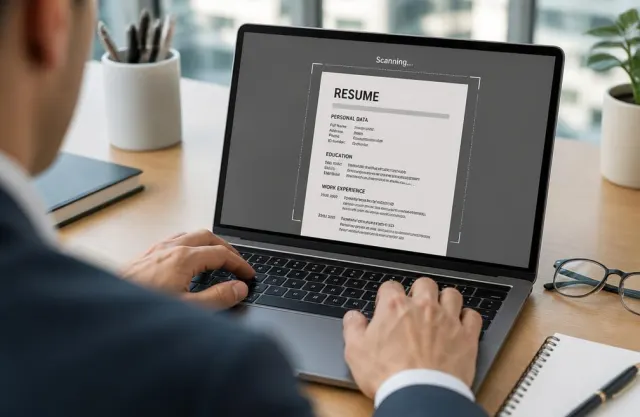 Resume being scanned on a laptop screen